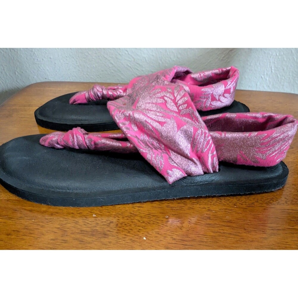 Bongo Yoga Sling Sandals Pink Silver Papaya Dize 6 Stretch Thong Shoes Straps